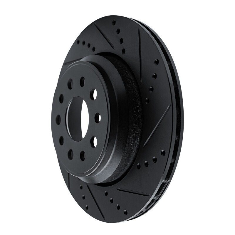 Maserati Ghibli Brake Rotor (1) - Rear Right - R1 Concepts - Drilled & Slotted - Black - `14-`16